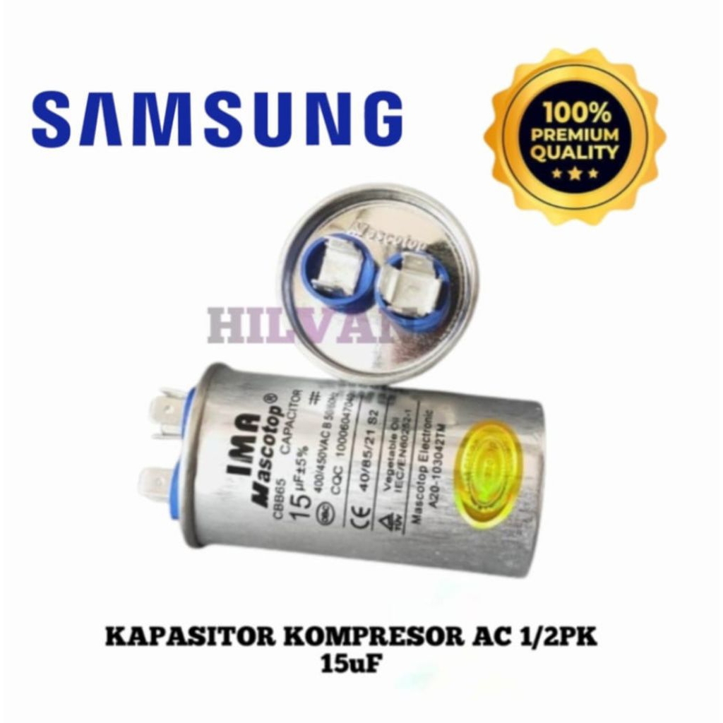 KAPASITOR KOMPRESOR AC 1/2 PK 15uF SAMSUNG ORIGINAL IMA