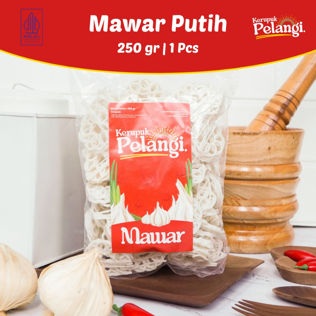 

250 GR KERUPUK PELANGI KERUPUK MAWAR PUTIH MENTAH RASA BAWANG