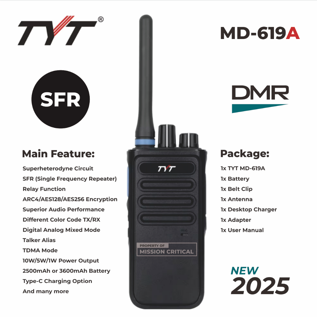 HT DMR SFR 10W Single Frequency Repeater Digital Analog UHF or VHF TYT MD-619A Not Retevis P1