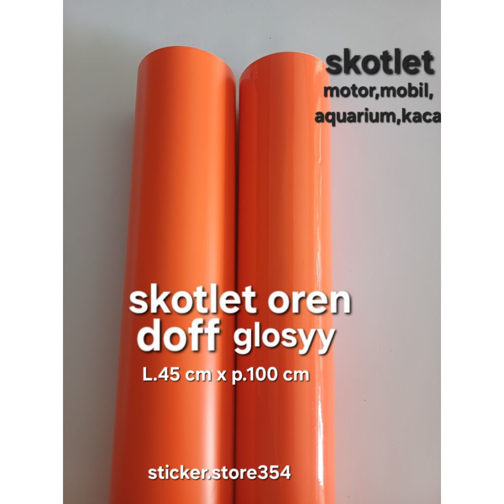 sticker skotlet oren glosy dn dop per meter,skotlet motor ,mobil,aquariyum kaca dll