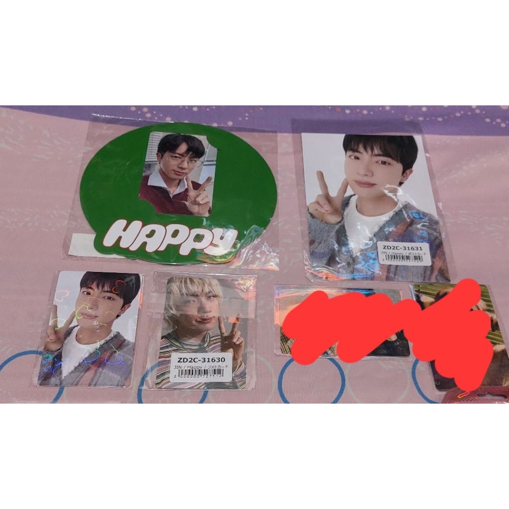 

Postcard dan photocard pob BTS JIN album Happy