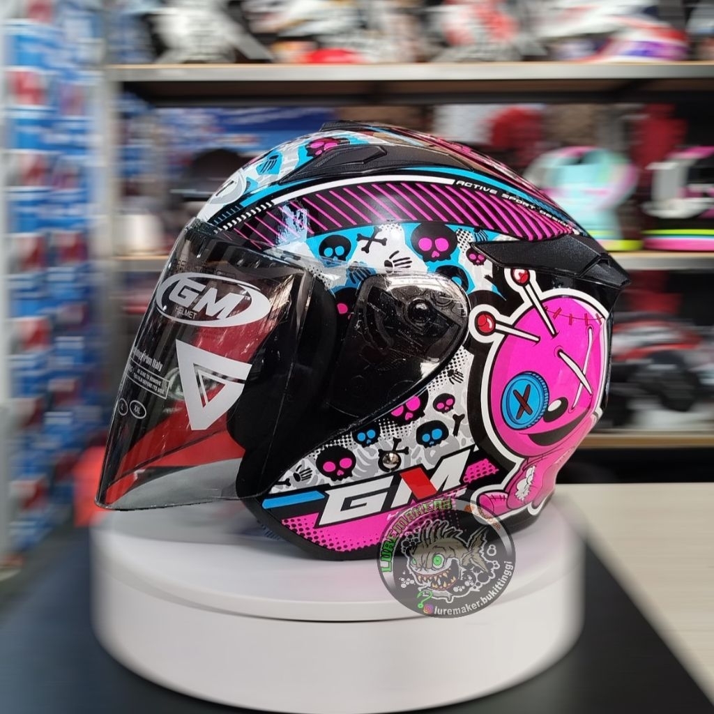 HELM GM KING FIGHTER VOO DOO BLACK PINK VISOR LIGHTSMOKE