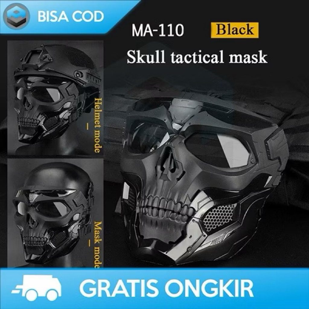 Topeng full face masker pelindung wajah anti debu topeng helm tengkorak