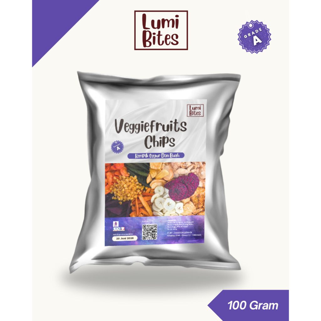 

KERIPIK MIX BUAH DAN SAYUR MIX VEGGIEFRUIT 100GR GRADE A | LUMIBITES