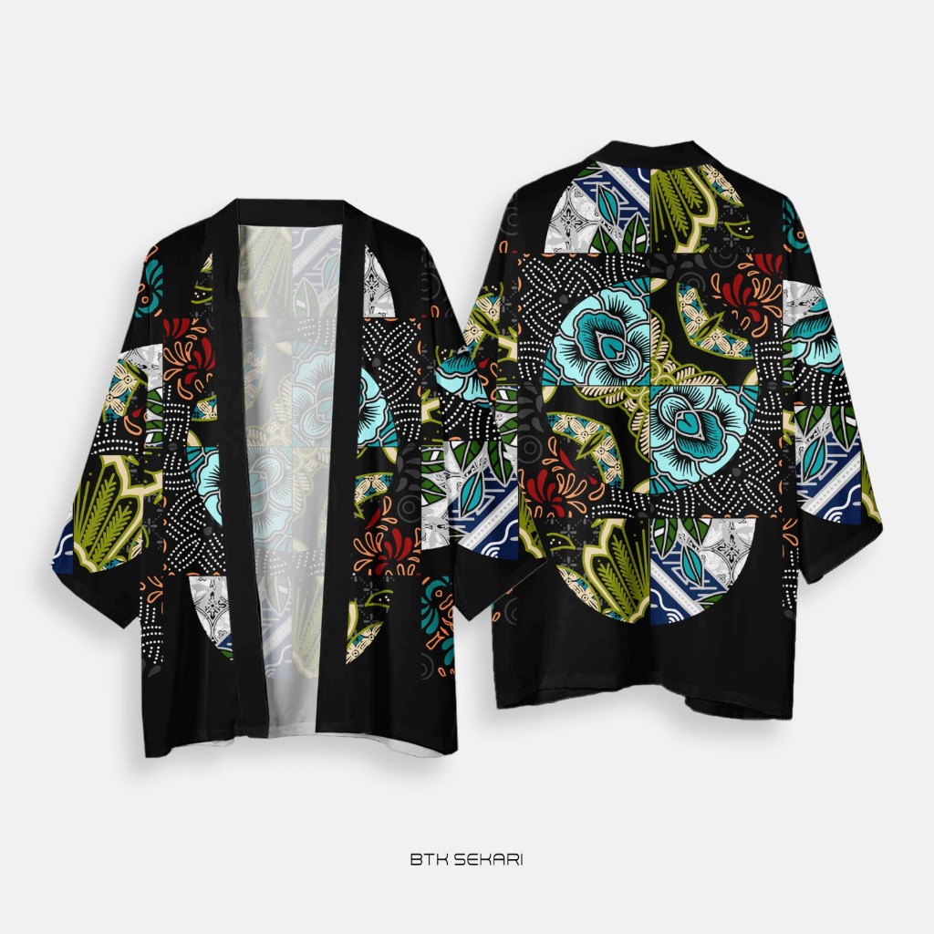Haori Kimono Outer Outwear Casual  FullPrint Batik Sekari