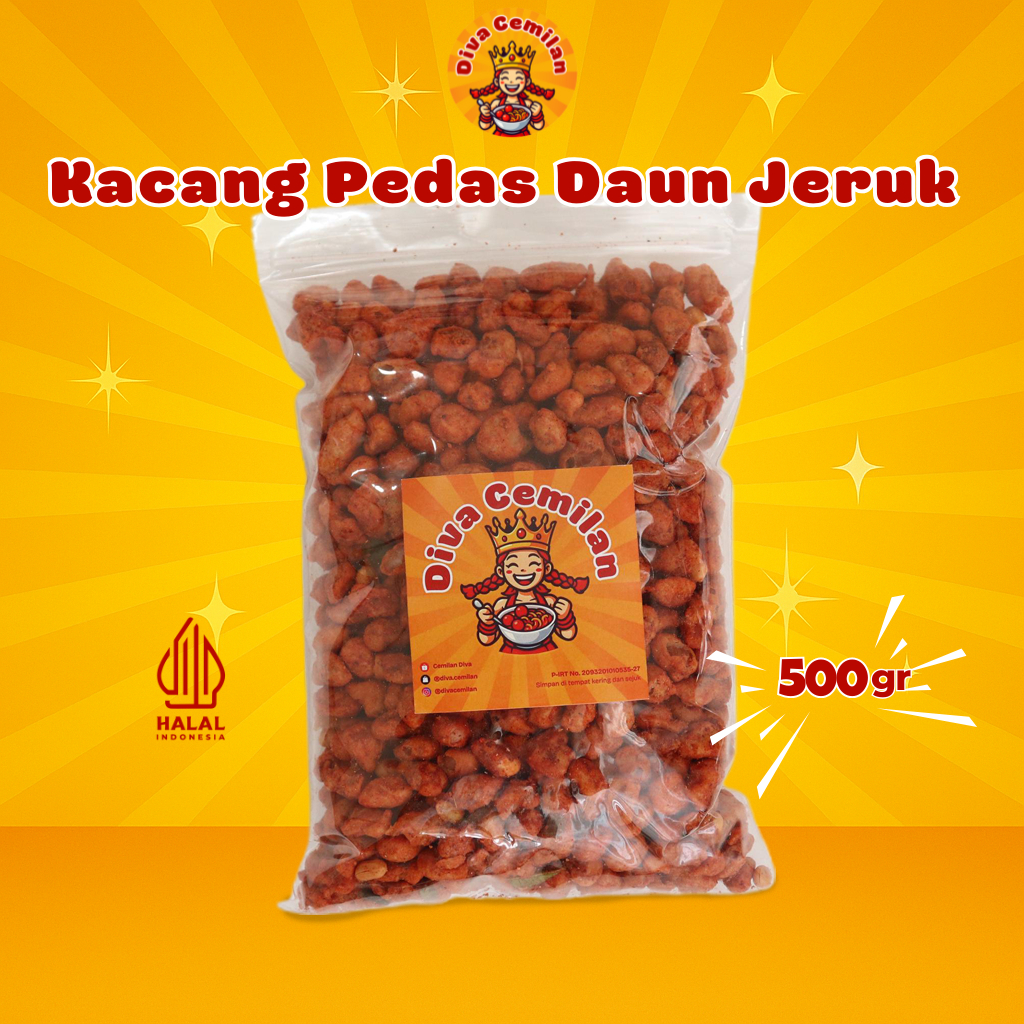 

500 gram Kacang Pedas Daun Jeruk Renyah Diva Cemilan Snack Makanan Ringan