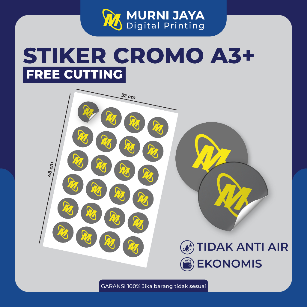 

MURNIJAYA | Cetak Sticker Chromo A3+ Free Cutting / Cetak Sticker Lebel