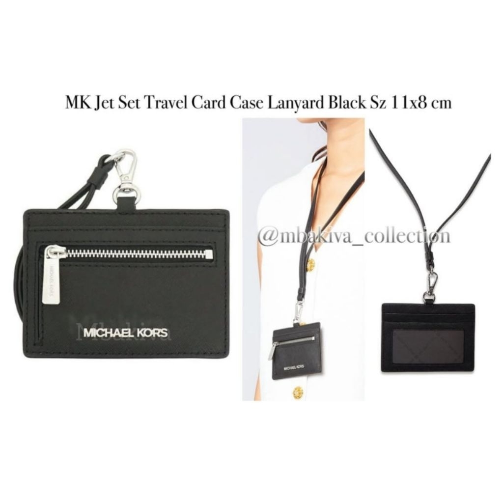 

MK Jet Set Travel Card Case Lanyard Black
