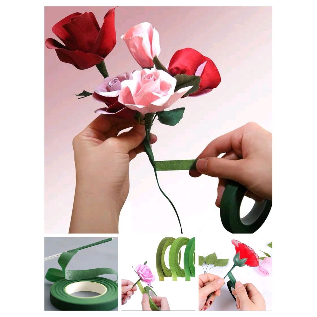 

(1 roll kecil) Floral tape / selotip bunga warna hijau uk. 12 mm x 30 yard