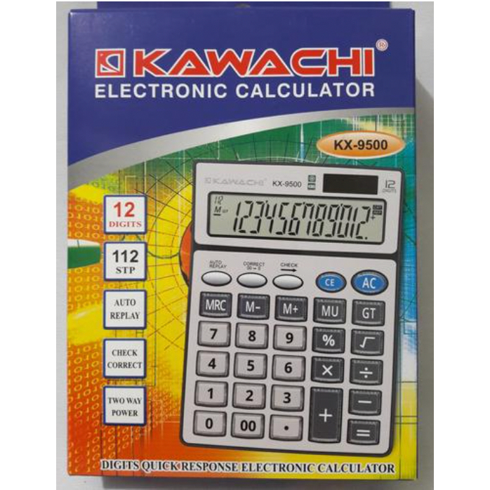 

Kawachi Kalkulator Elektronik 12 Digit KX-9500 | Dual Power Calculator Serbaguna KX9500 KX 9500