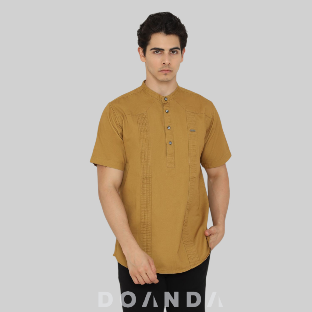 Doanda Baju Koko Pria Dewasa Lengan Pendek Kemeja Koko Kurta Katun Twill