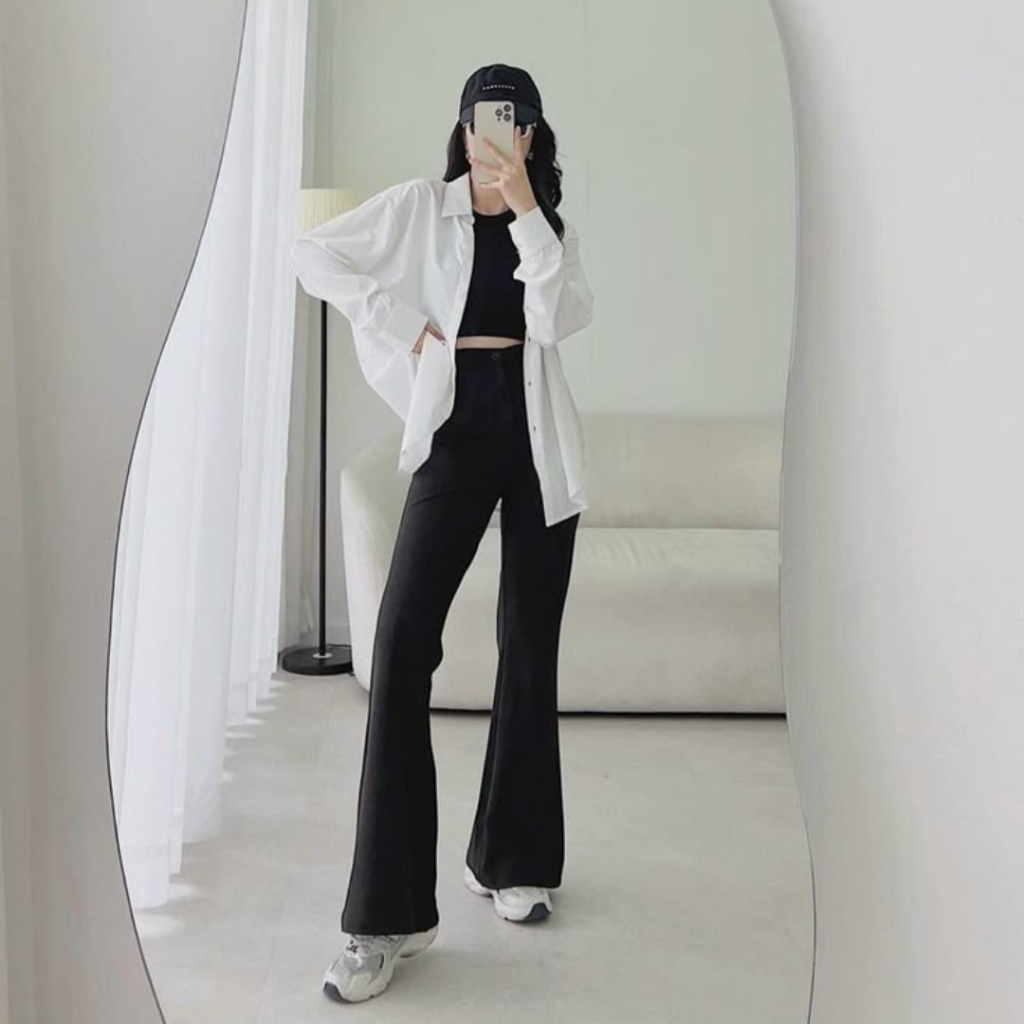 ETICAA - Highwaist Flare Pants - Celana Kulot Scuba - Highwaist Kulot Cutbray Wanita - Celana Highwa