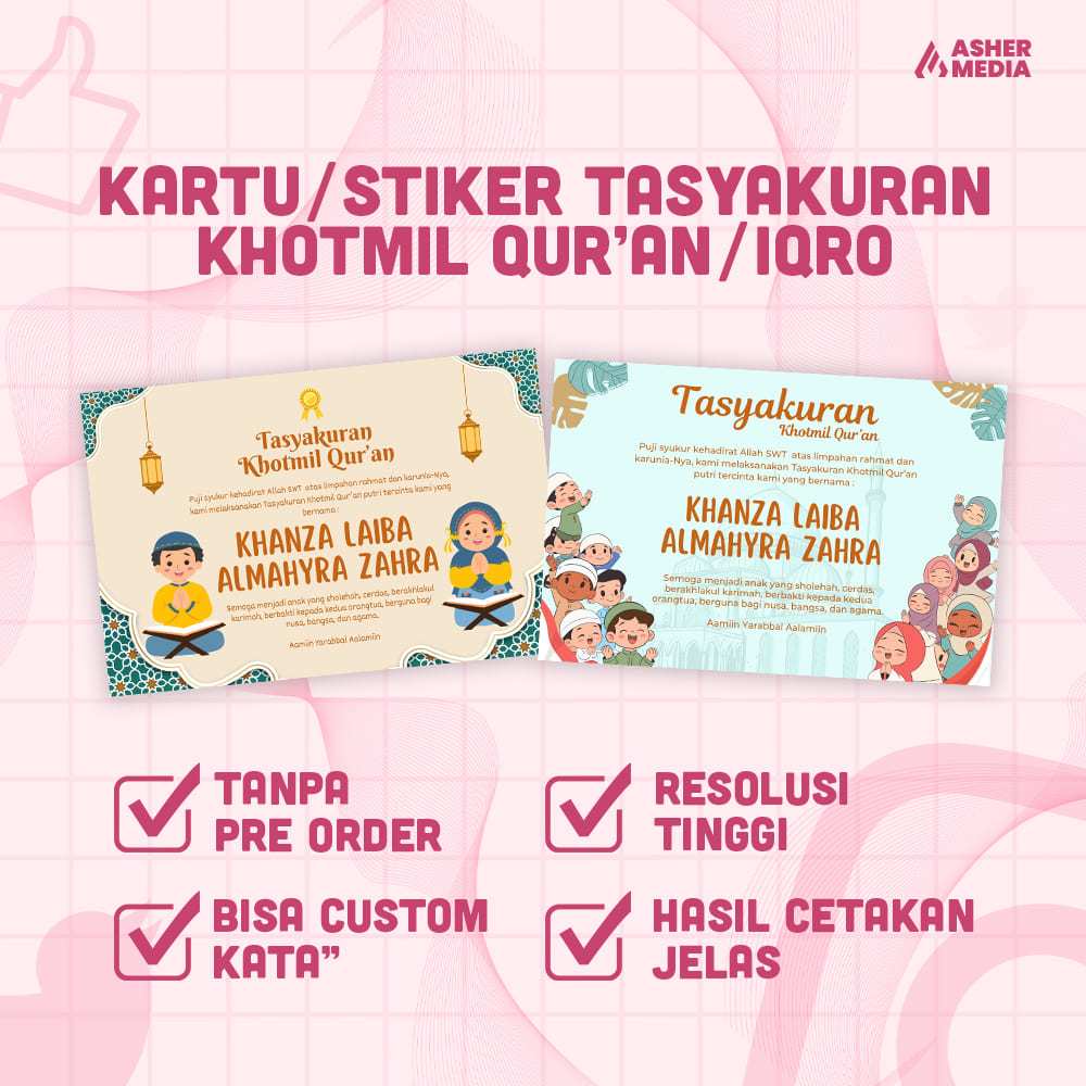 

KARTU ATAU STIKER SYUKURAN KHATMIL QUR'AN & IQRO