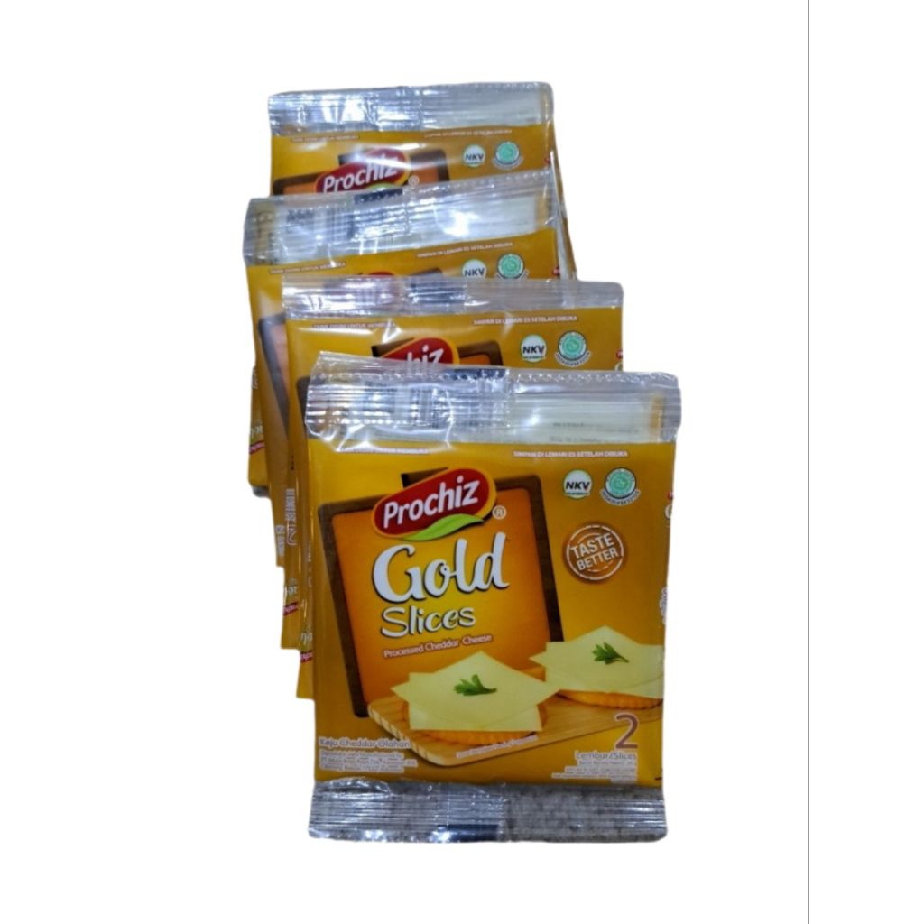 

Prochiz Gold Slices Keju Cheddar Olahan 2 Slices (1 renceng/8 sachet)