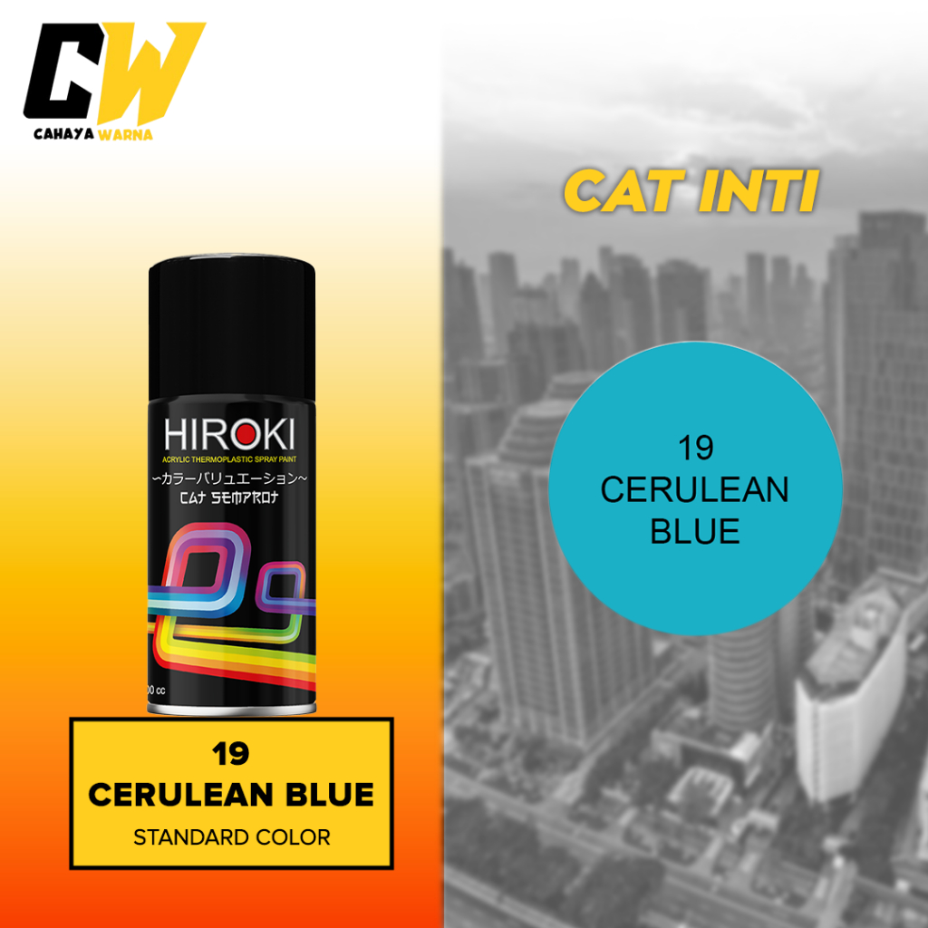 Cat Semprot Hiroki Pilok Pilox Paint Spray Warna Standar Cerulean Blue Biru Awan Langit 19