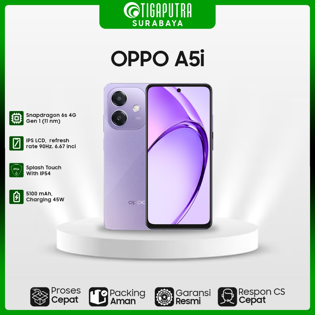 Oppo A5i (RAM 4+4GB, ROM 128GB, Snapdragon 6s Gen1, Military-Grade Shock Resistance)