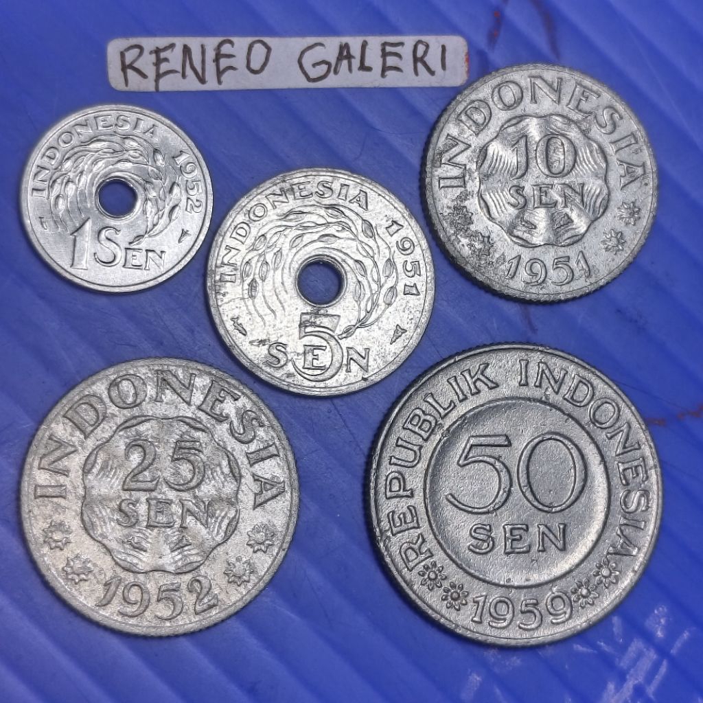 Paket Lengkap SEN Indonesia Bahan Alumunium Indonesia Set Uang koin logam kuno asli original isi 5