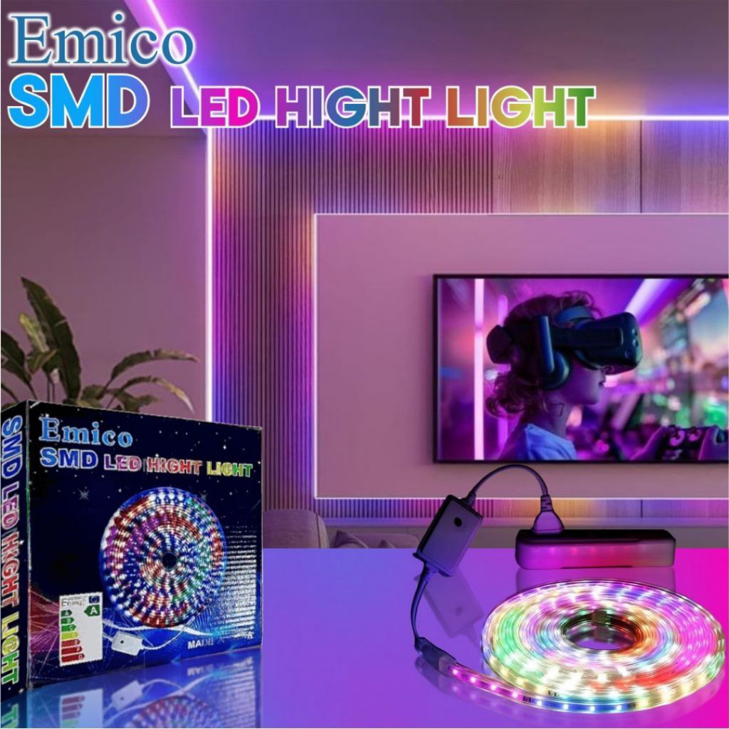 Lampu Selang Gel LED Merek Emico 2835 SMD RGB Warna Warni