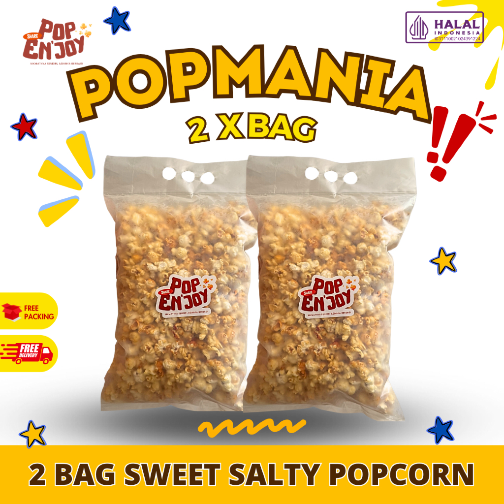 

[BUNDLING 2] POPMANIA POPCORN - PopENjoy / Camilan Manis Asin Crispy Popkorn Jagung Sehat Premium