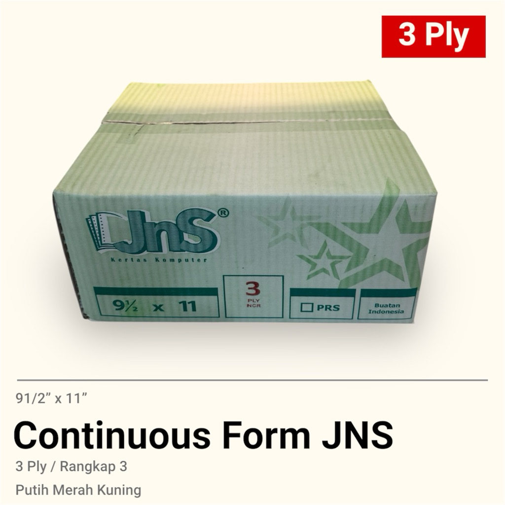 

Kertas komputer JNS 3 Ply JNS K3 Rangkap 3 91/2” x 11” Continuous Form JNS