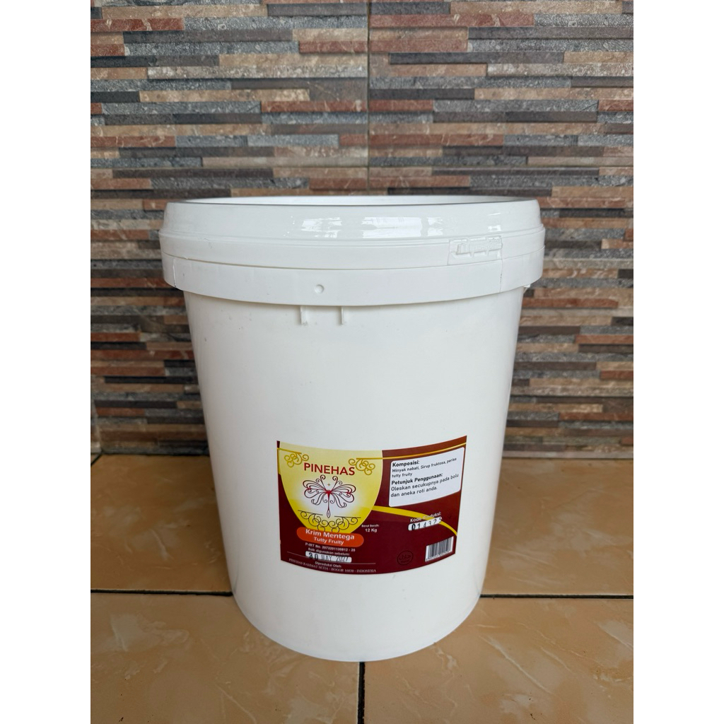 

Butter Cream / Krim Mentega Pinehas rasa Tutty Fruity 12 Kg (1 Pail)
