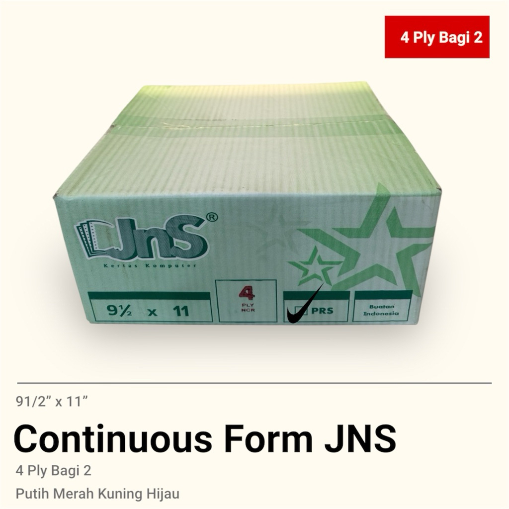 

Continuous Form JNS 4 Ply Kertas Komputer Rangkap 4 Bagi 2 91/2” x 11” K4/2