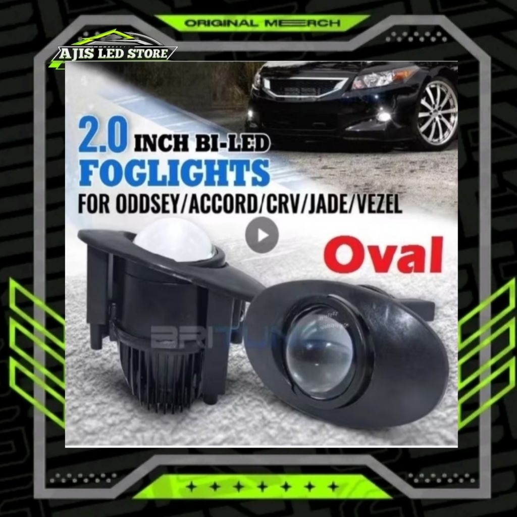 Lampu BI-LENS Foglamp Projector Honda Oval 2 inch Hrv jazz brio 35W F2 BI LENS projie