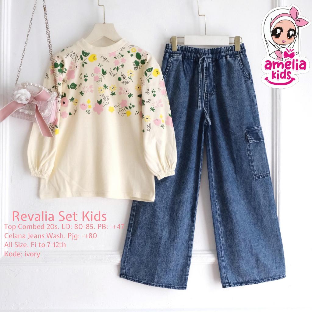 setelan jeans anak perempuan 7-11 tahun nayra revalia set ori amelia kids