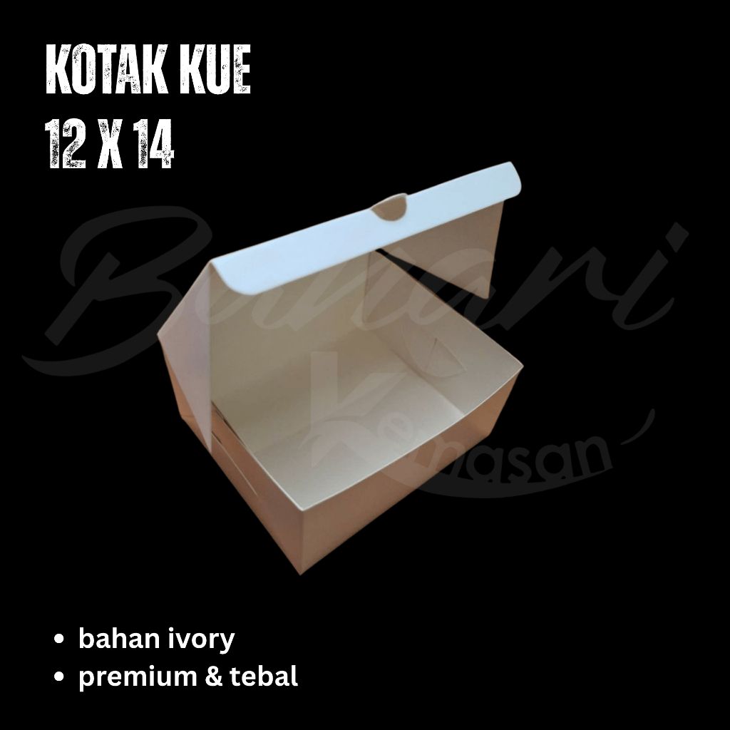 

KOTAK BOX KUE SNACK DUS POLOS 12x14 isi 100 ivory