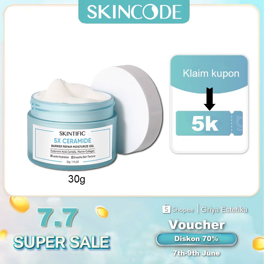 SKINCODE 5X Ceramide Barrier Moisture Gel30g - No.1 Repair Cream Shopee Hyaluronic Acid + Centella10