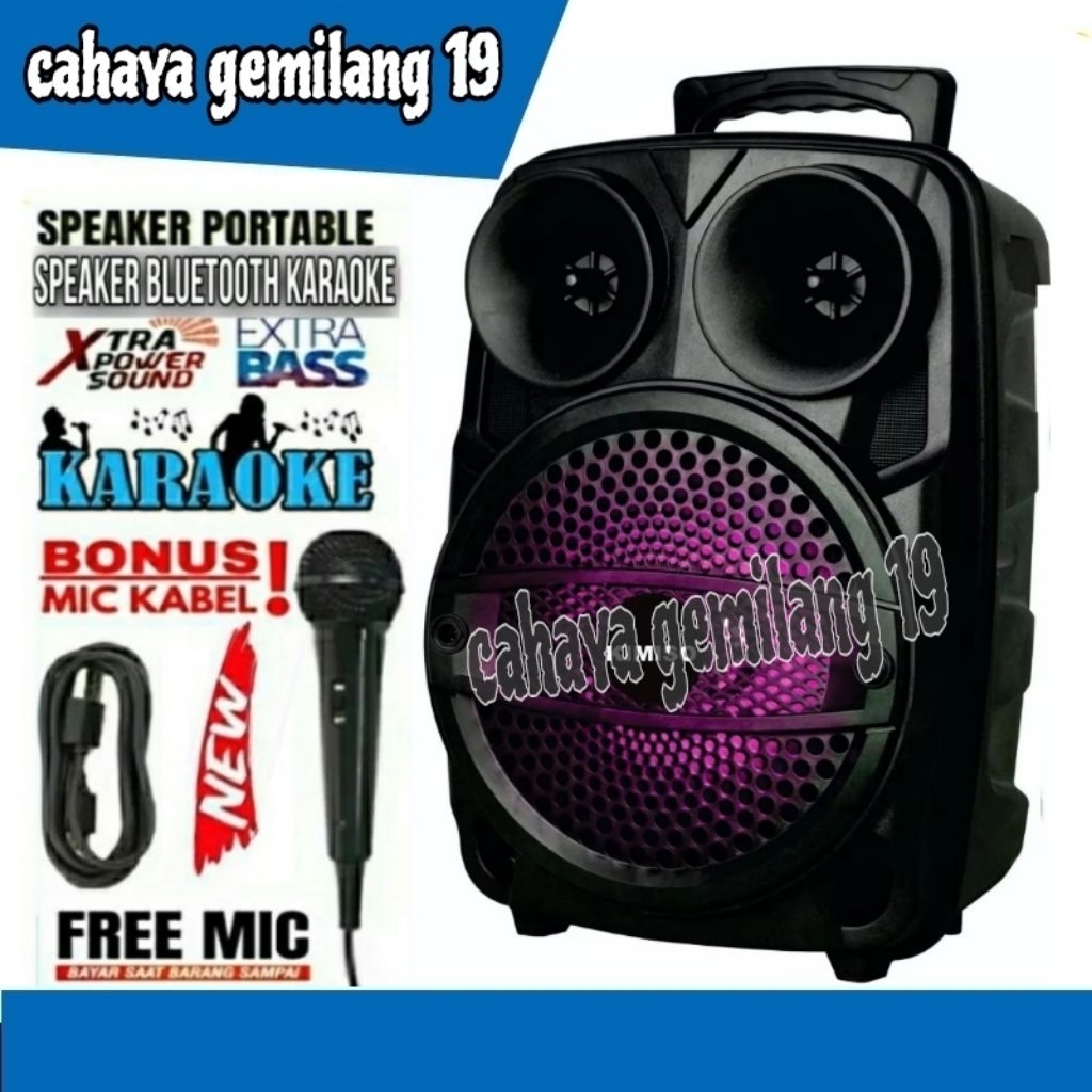 Bluetooth Karaoke Free Mic Extra Bass Suara Bersih Murah/Spiker Aktif Music Wireless/Salon Polytron