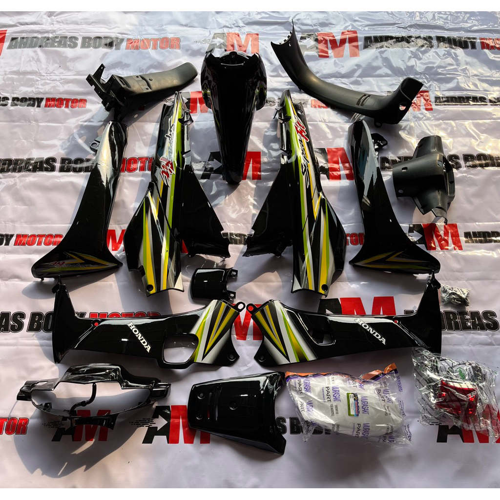 Cover full set body+lampu² HONDA SUPRA X/FIT LAMA HITAM