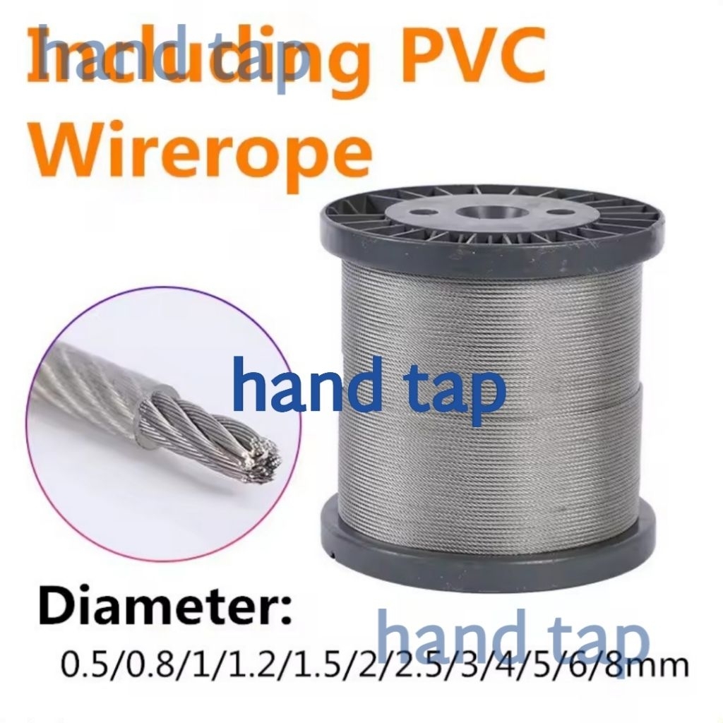 Tali seling lentur pvc 2 mm - 10 mm  lapis plastik wire rope pvc coated kawat sling