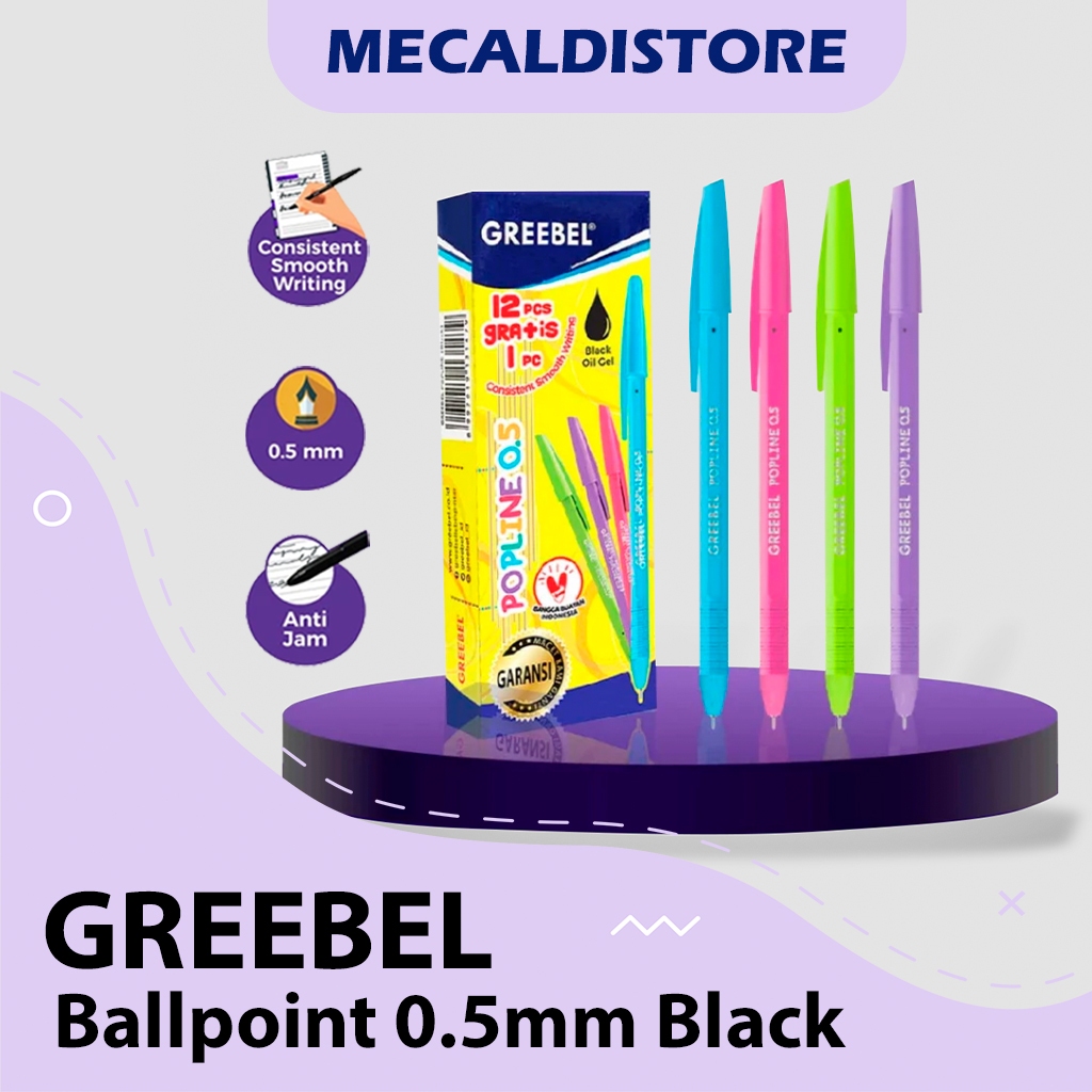 

PULPEN GREEBEL POPLINE Gel Ballpen 0.5mm Black Ink / Pulpen Grosir Termurah 1 pack