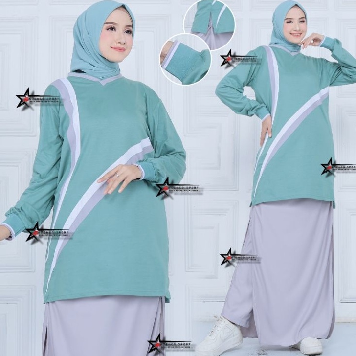Setelan Baju Senam Muslimah Rok Celana  Model Celana Rok Muslimah Setelan Baju Olahraga Wanita Musli