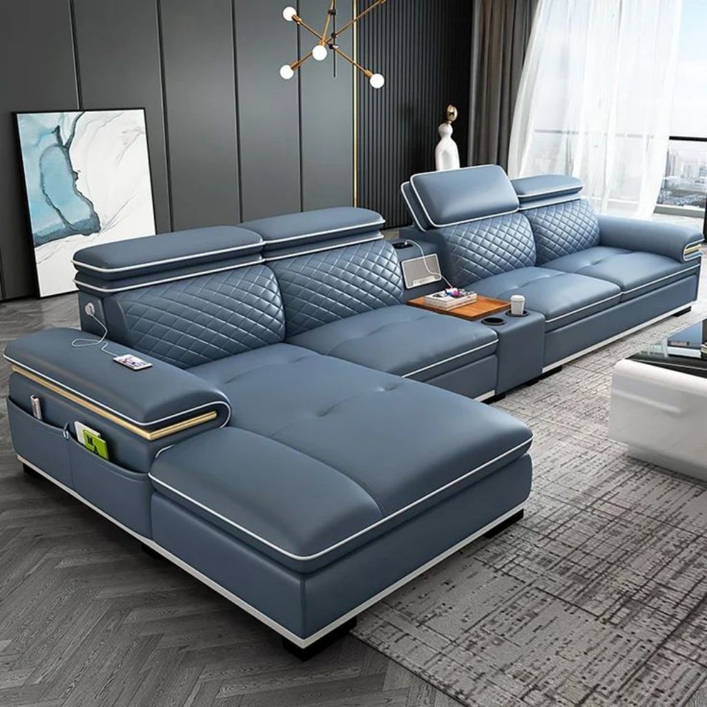 (Free Bantal) Sofa Luxury Modern Sofa Ruang Tamu Minimalis Sofa Kulit Sintetis sofa ruang tamu moder