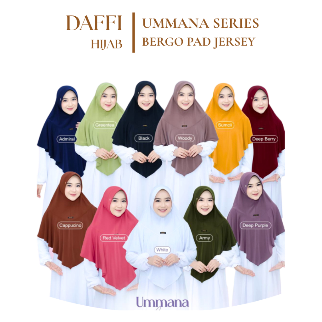 JILBAB DAFFI TERBARU ORI 2025 UMMANA SERIES HIJAB INSTAN JERSEY BERGO MURAH PREMIUM
