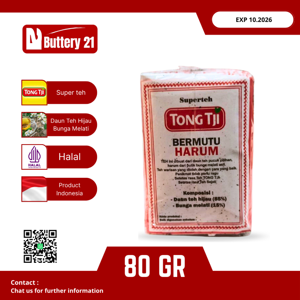 

TONG TJI TEH WANGI 80 GR/SUPER TEH BERMUTU HARUM/DAUN TEH TONG TJI HIJAU BUNGA MELATI