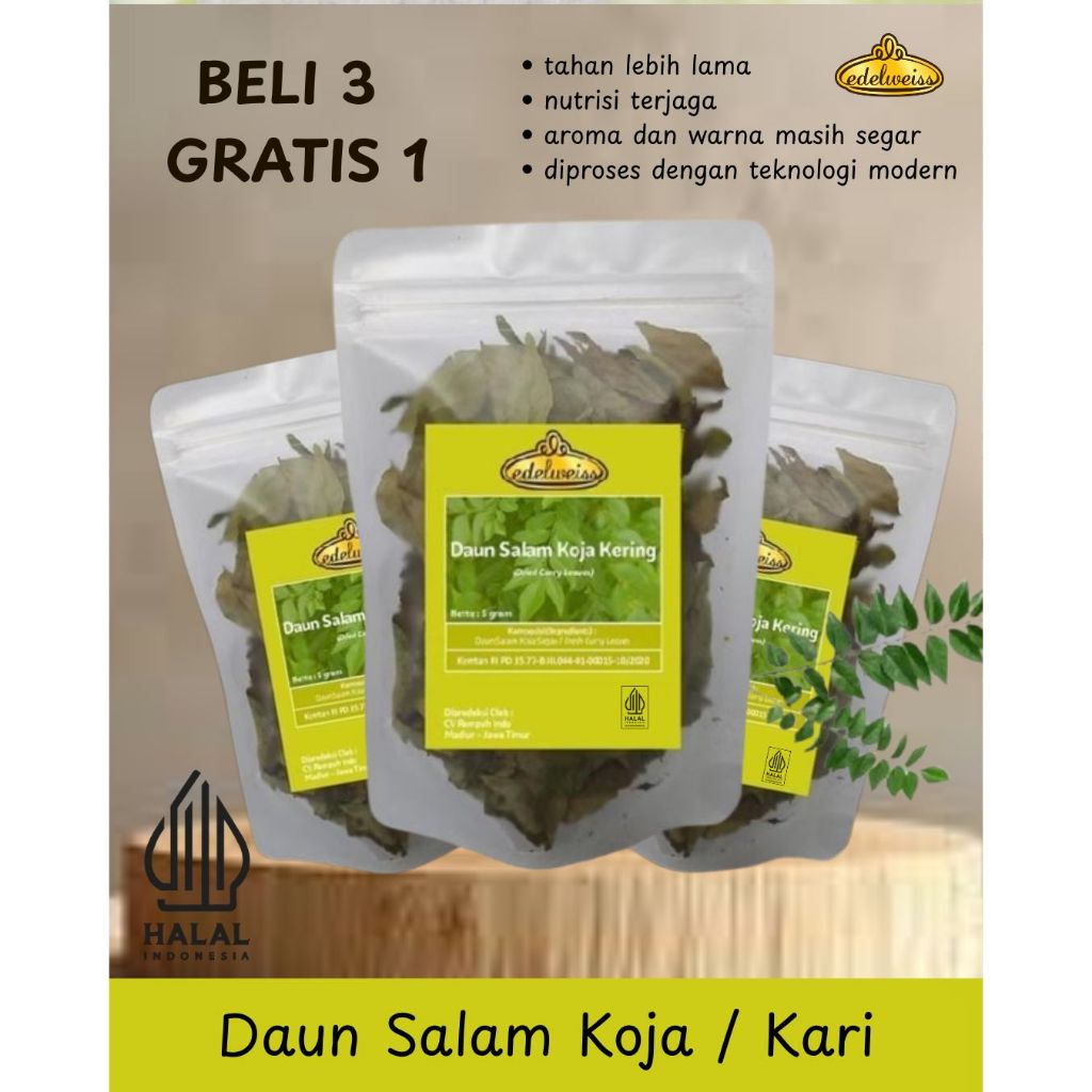 

BELI 3 GRATIS 1 Edelweiss Daun Salam Koja / Kari Refill Pouch