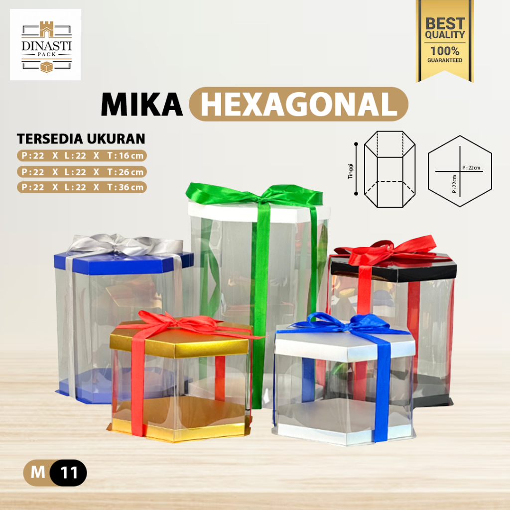 

Dinasti Pack Mika Hexagonal - Cake Box - Box Segi Enam Kue Mika Transparan/M11
