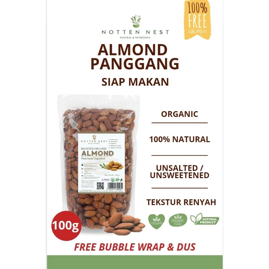 

KACANG ALMOND UTUH PANGGANG 100 GR/ROASTED WHOLE ALMOND 100 GR