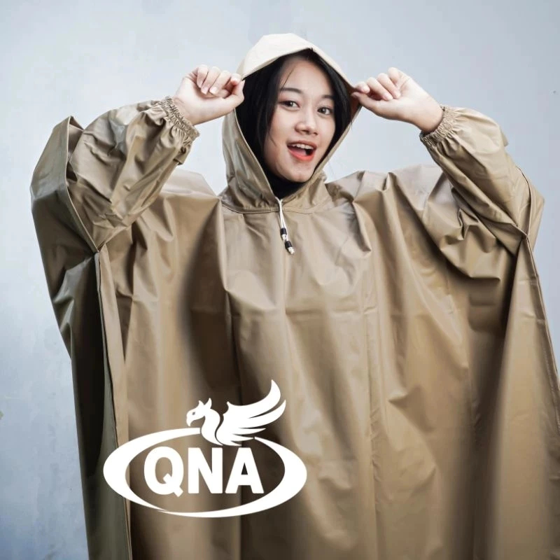 RAINCOAT JAS HUJAN PONCO QNA Pria Wanita Dewasa model lengan Kelelawar Bahan Premium