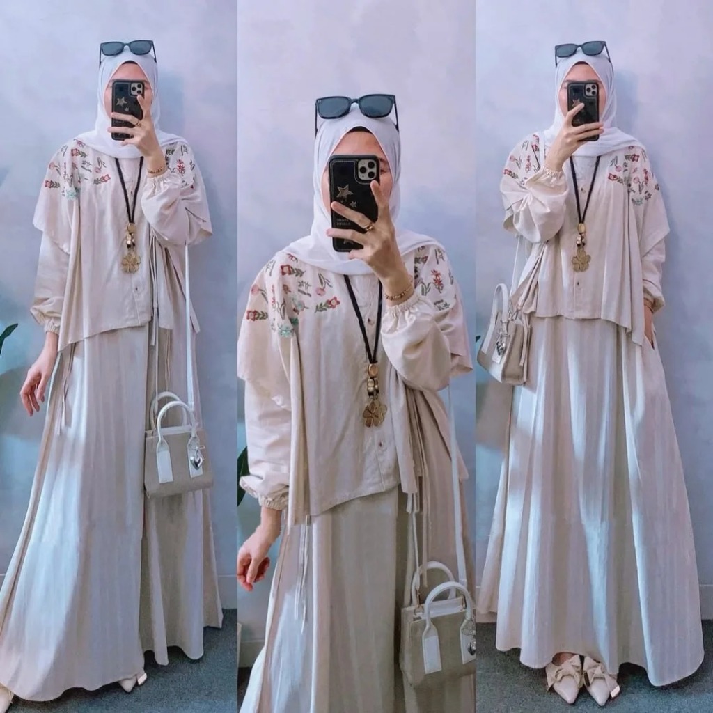 One Set Kekinian Viral Andrea Set WD M L XL XXL XXXL Bahan Linen Rami Setelan Wanita Korean Style Ou