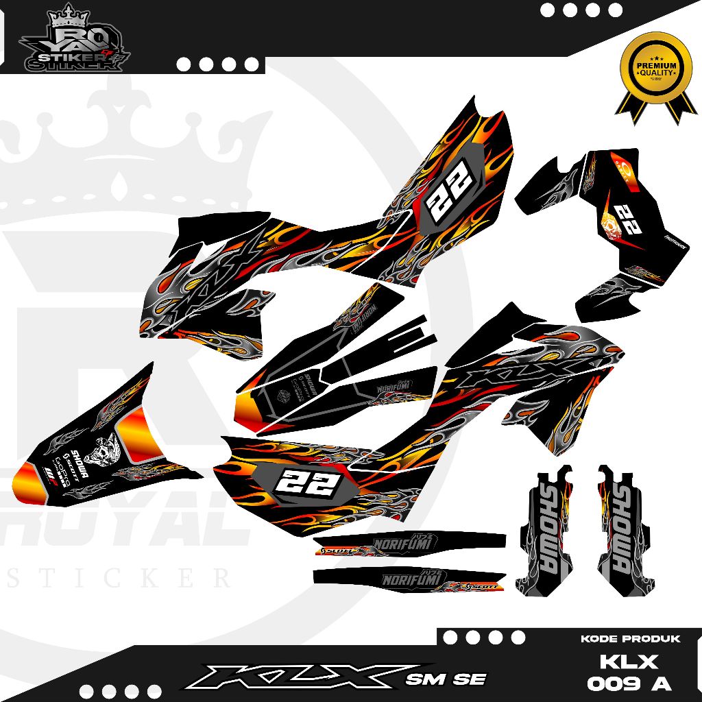DECAL STIKER KLX SM SE -FULL BODY MOTOR KAWASAKI KLX BISA CUSTOM NAMA NOMOR - KLX 009