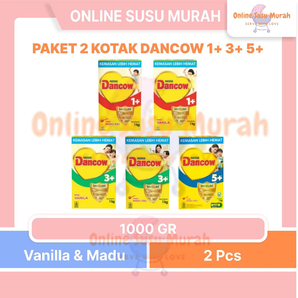 DANCOW 1+ 3+ 5+ PAKET 2 KOTAK VANILA MADU 1000GR SSKD