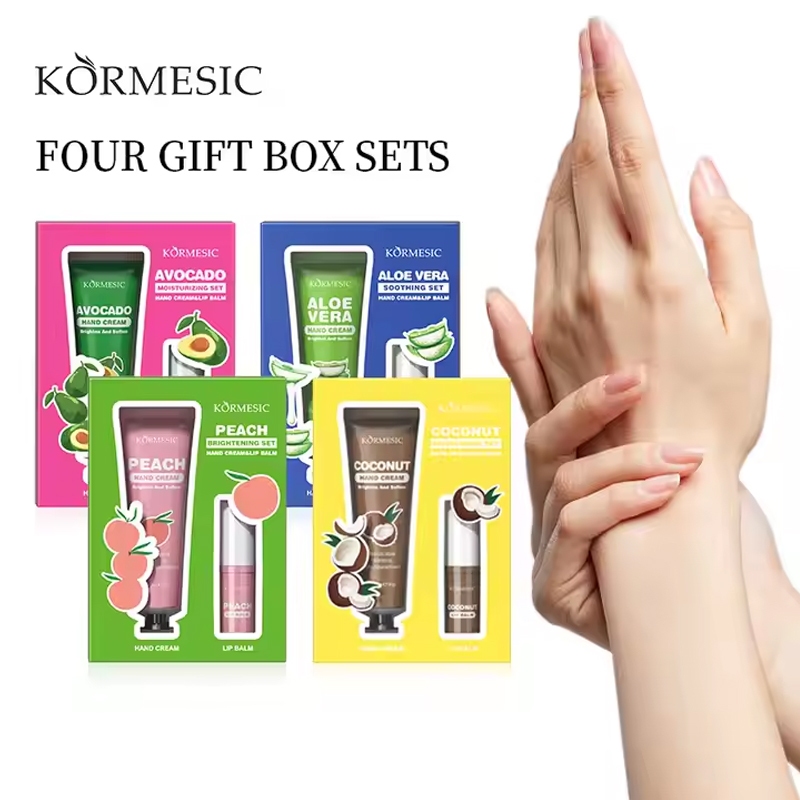 BPOM Aloe Vera Peach Shooting Gel Hand Cream + Lip Balm Pelembab Bibir dan Kulit Tangan Kering