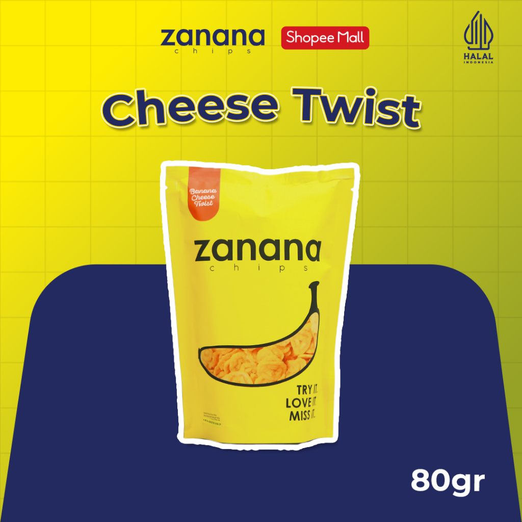 

Zanana Chips Cheese Twist | Keripik Pisang Bumbu Tebal dan Renyah