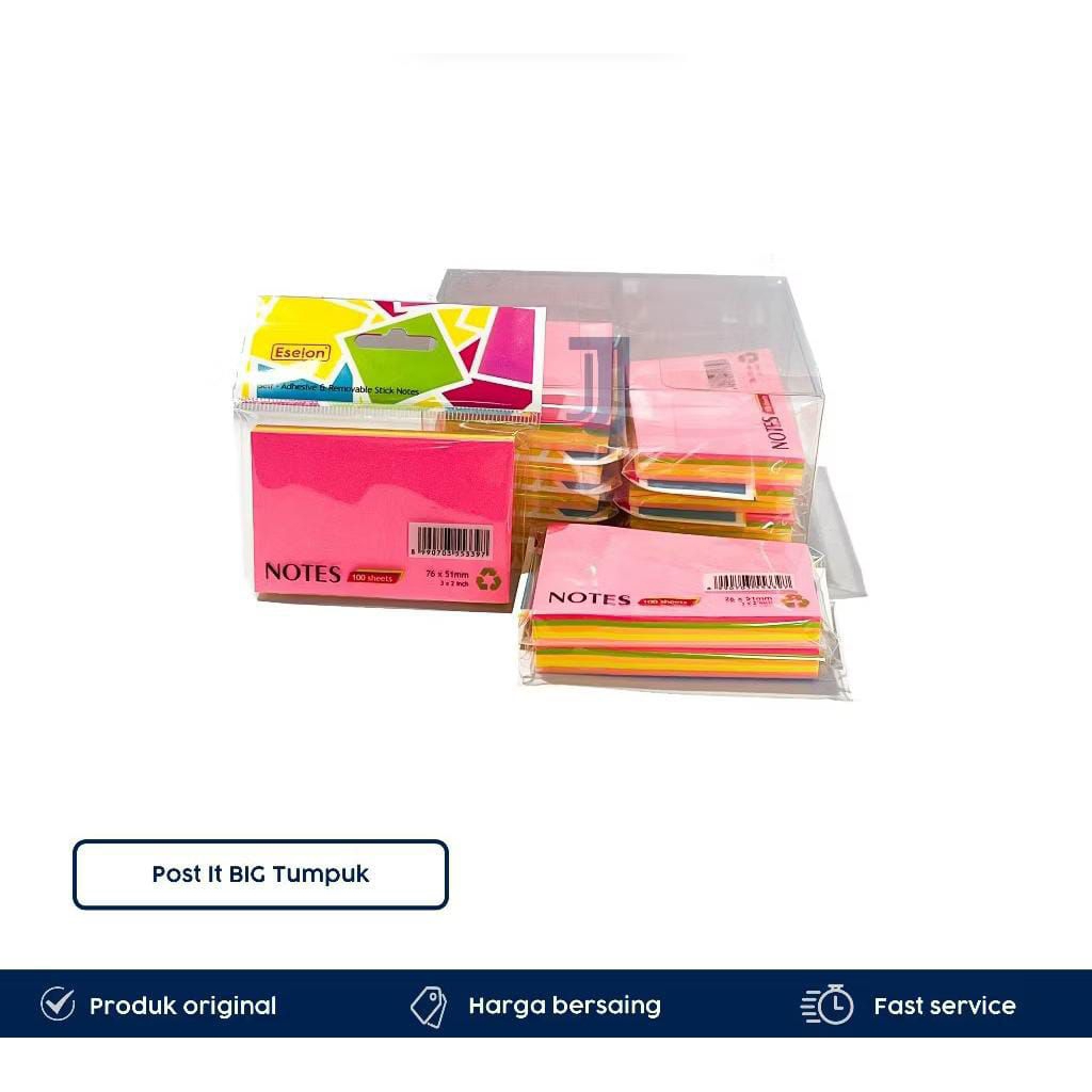 

(1 PCS) Sticky Notes Penanda Pembatas Kertas Memo Tempelan ESELON 76mm x 51mm Warna