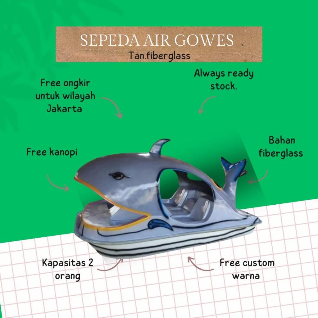 SEPEDA AIR IKAN PAUS JUMBO,SEPEDA AIR KAPASITAS 2 ORANG DEWASA 1 ANAK-ANAK.