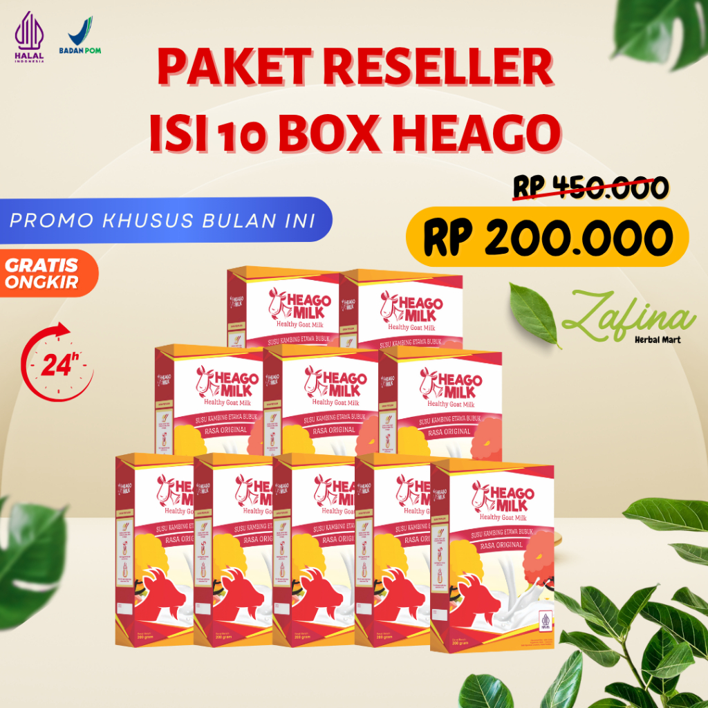 

PAKET RESELLER 10 BOX HEAGO DAYMILK Susu Kambing Etawa Asli 100% Atasi Masalah Sendi dan Pernapasan